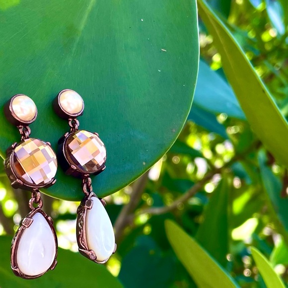 CHICO'S Brown Queen's Royal Jewels Earrings Dangle Glamour Event Designer Trendy - Picture 13 of 13